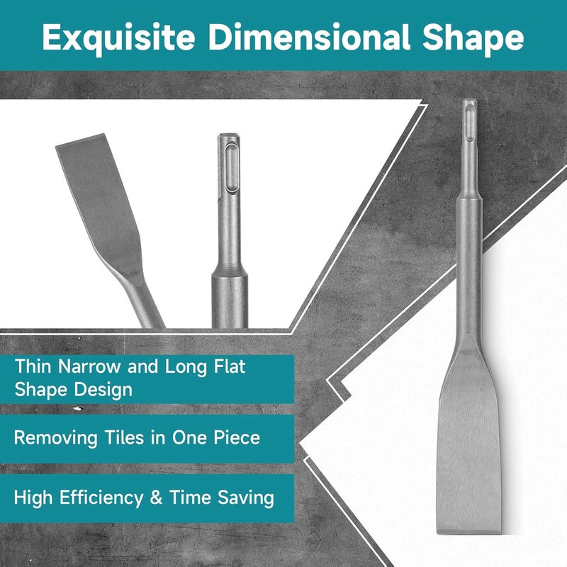 YOSIGHT Tile Chisel with SDS Plus Shank - 1.57 in. x 10.6 in. Alloy Steel Blade - Straight Edge for Smaller Grout Joints, Removing Tiles - Image 3